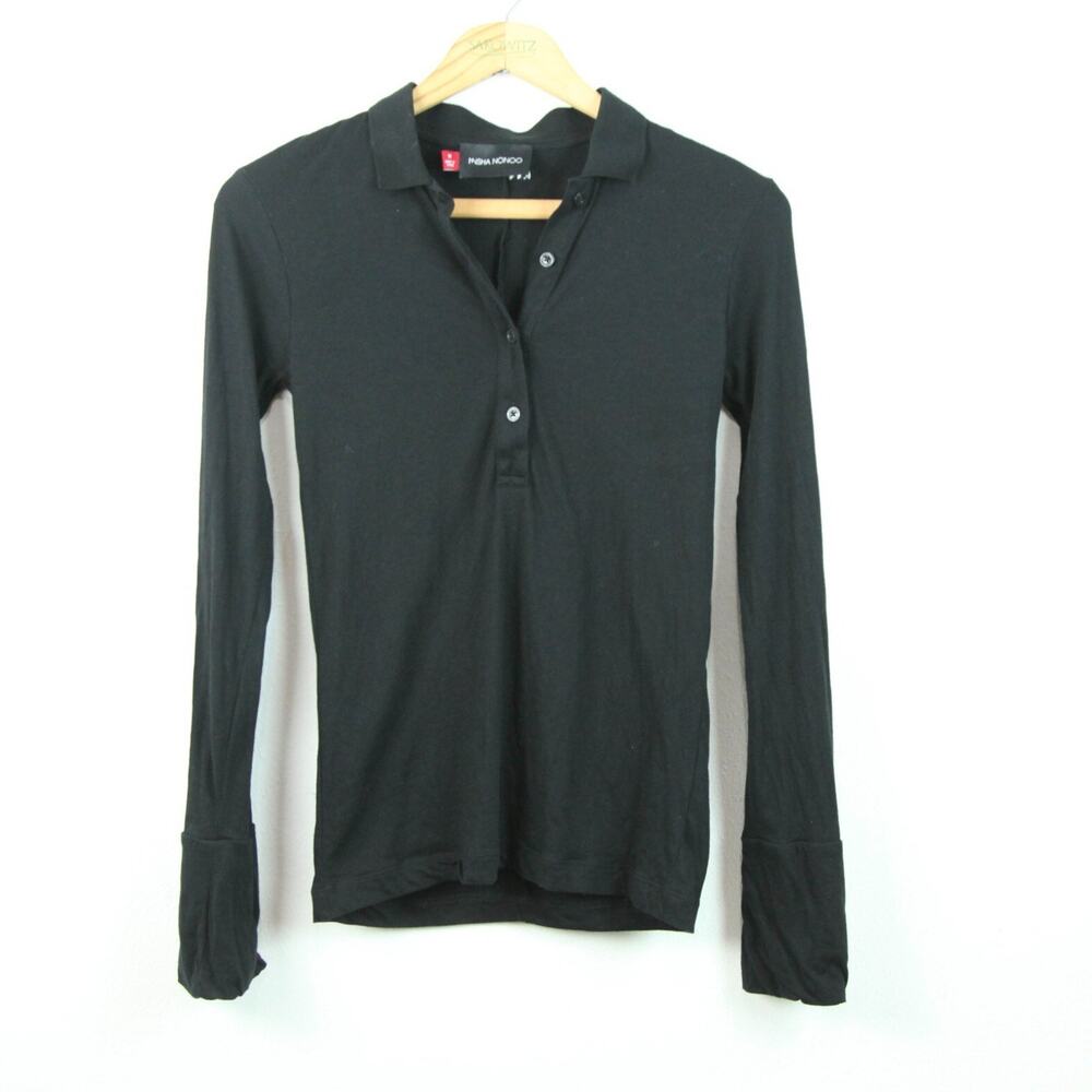 Misha Nonoo Medium Polo Shirt Minimalist Capsule Quiet Luxury Staple Black